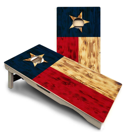 Burnt Texas Flag Pro Solution Cornhole Boards