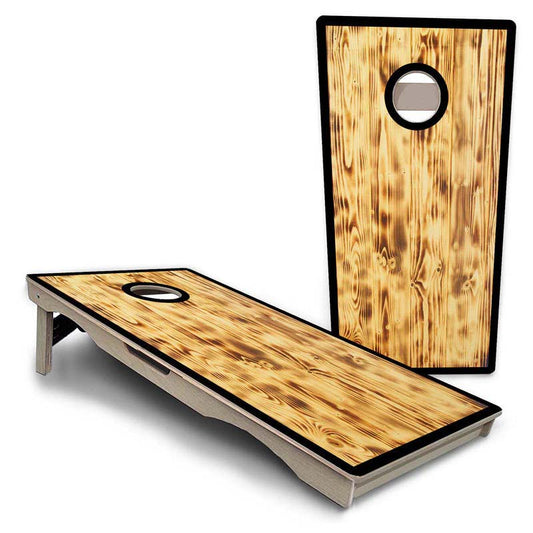 Burnt Wood Black Border Pro Solution Cornhole Boards