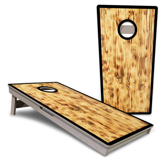 Burnt Wood Black Border Pro Cornhole Boards