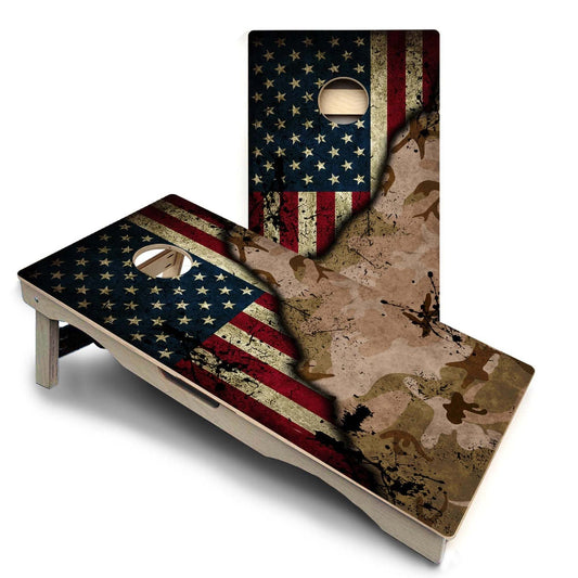 Camo USA Flag Pro Solution Cornhole Boards