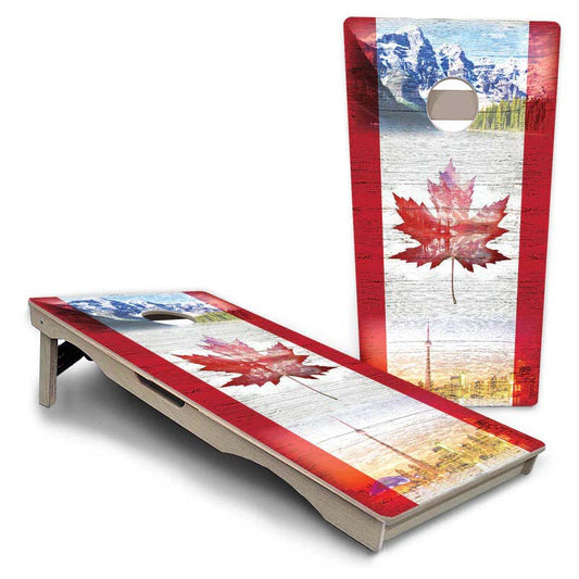 Canada Mountain Scene Pro Solution Cornhole Boards