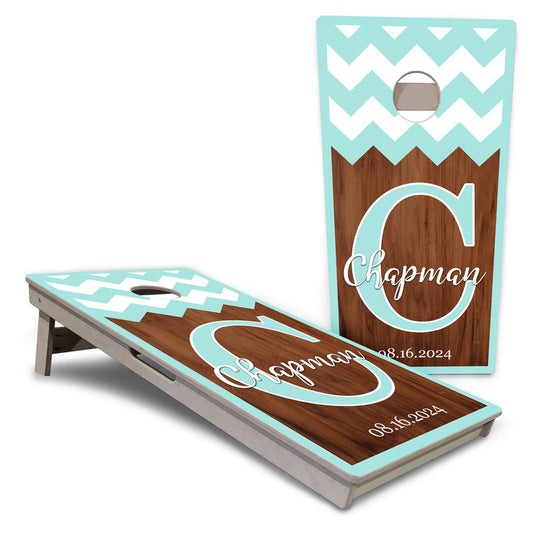 Mint Chevron Pro All-Weather Cornhole Boards