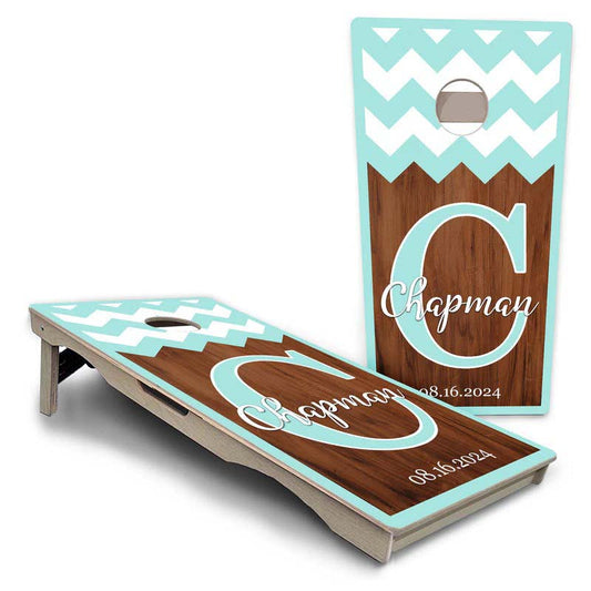 Mint Chevron Pro Solution Cornhole Boards