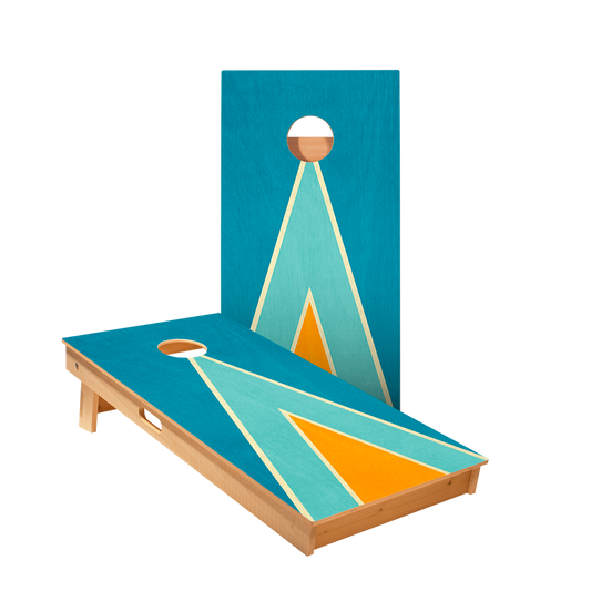 Classic Retro Triangle Blue Orange Cornhole Boards