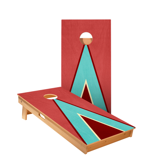 Classic Retro Triangle Red Blue Cornhole Boards