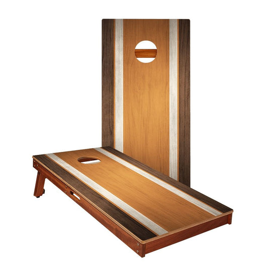 Classic Stripes Dark Wood Orange Cornhole Boards