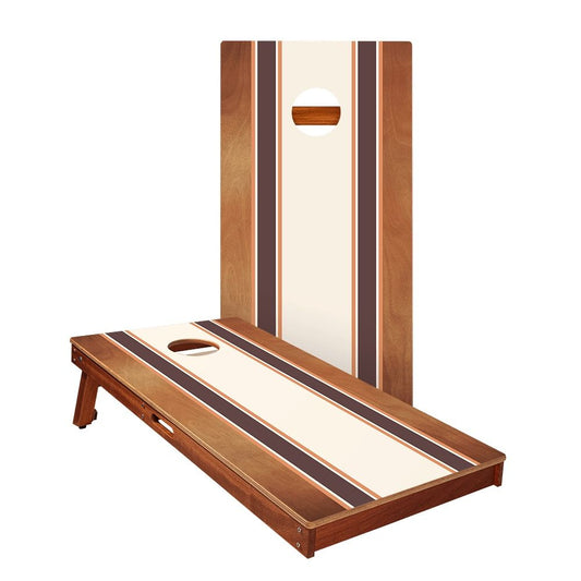 Classic Stripes Mahogany Brown and Orange Cornhole Boards