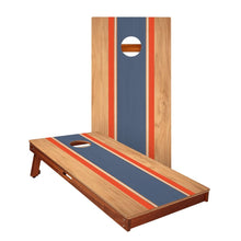Classic Stripes Natural Wood Blue and Red Cornhole Boards
