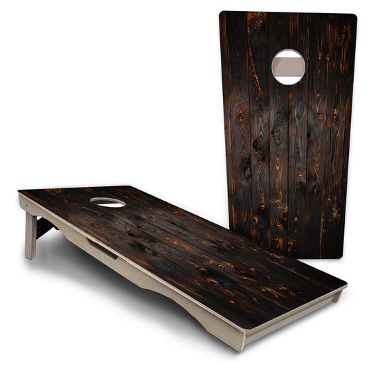 Dark Burnt Wood Pro Solution Cornhole Boards