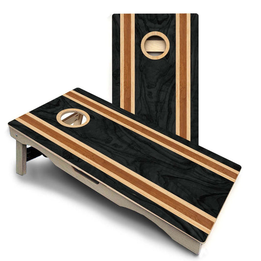 Dark Wood Stripe Pro Solution Cornhole Boards