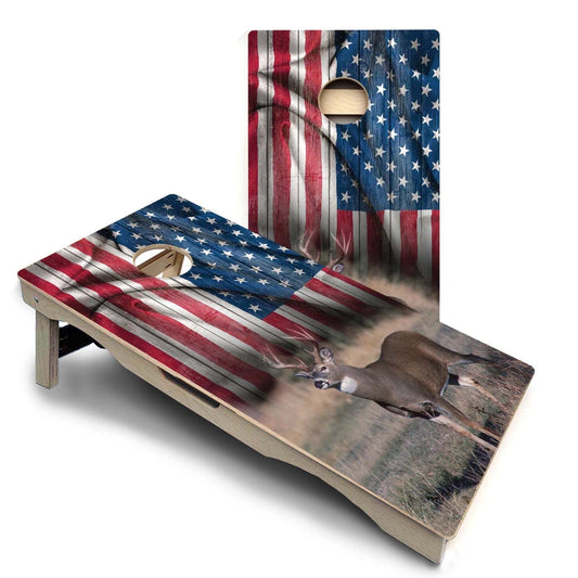Deer Field Flag Pro Solution Cornhole Boards