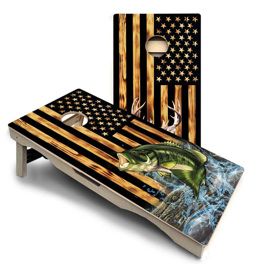 Colorful Deer & Fish USA Pro Solution Cornhole Boards