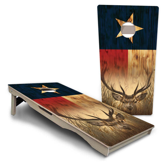 Texas Flag Deer Pro Solution Cornhole Boards