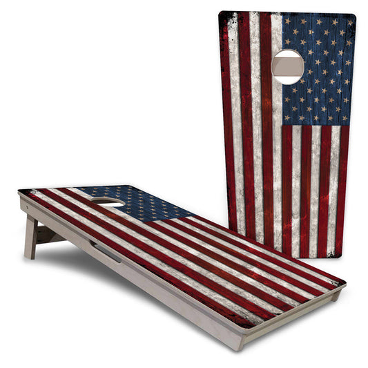 Rustic USA Flag Pro Cornhole Boards