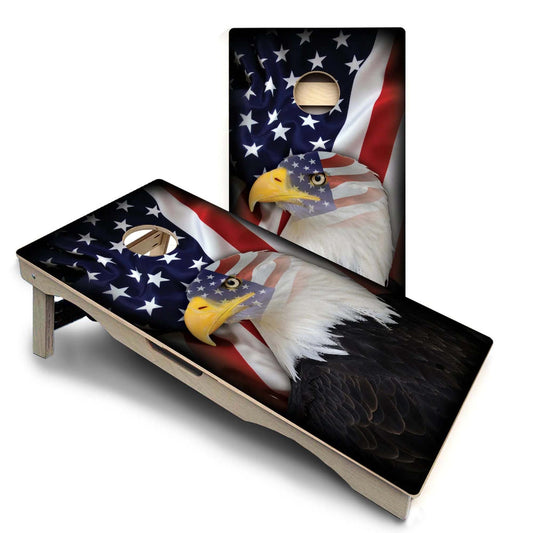 Eagle War Paint USA Flag Pro Solution Cornhole Boards