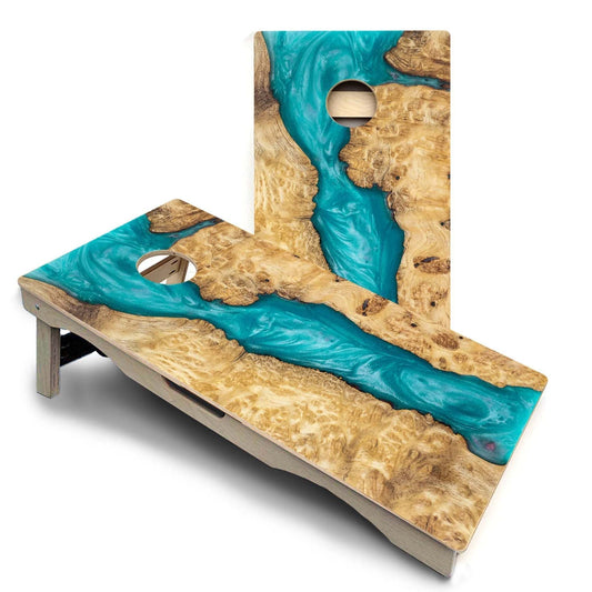 Teal Epoxy Pro Solution Cornhole Boards