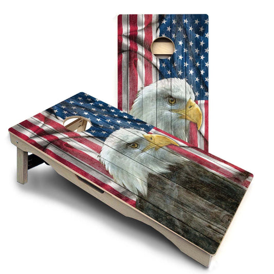 Faded Eagle USA Flag Pro Solution Cornhole Boards
