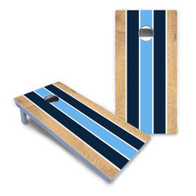 Navy Baby Blue White Stripes All-Weather Cornhole Set

