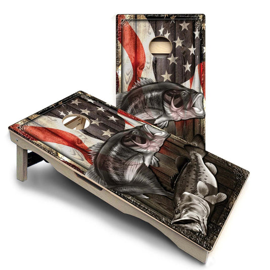 American Flag Fish Themed Pro Solution Cornhole Boards