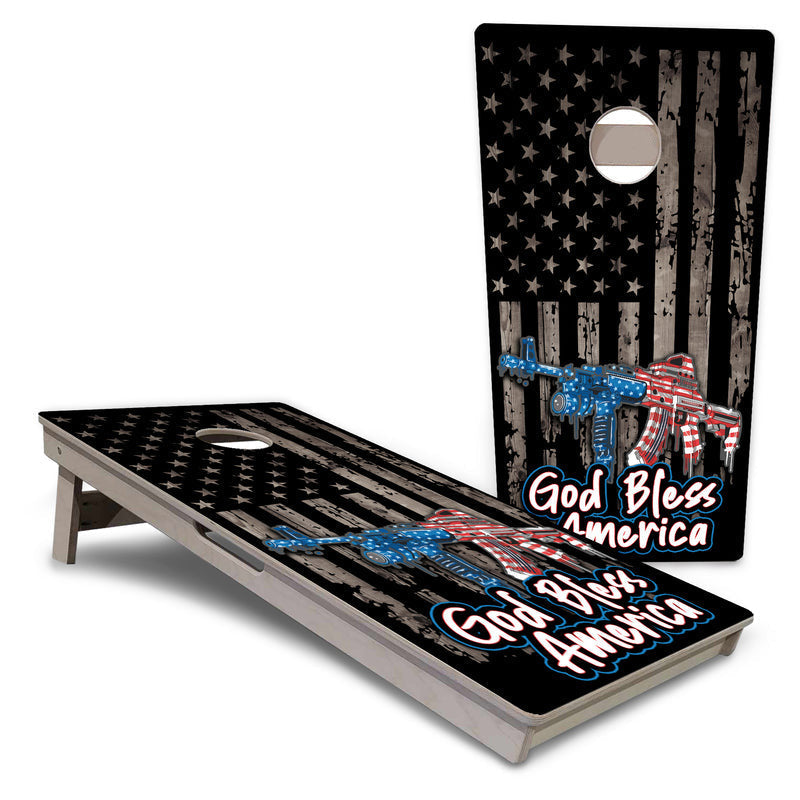God Bless America Flag Pro All-Weather Cornhole Boards