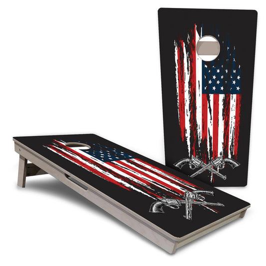 Guns and Flag Design Pro Cornhole Boards