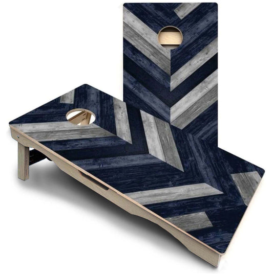 Blue & Grey Herringbone Pro Solution Cornhole Boards