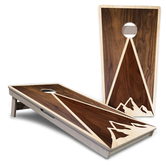 Stained Mountain Scene Pro Cornhole Boards