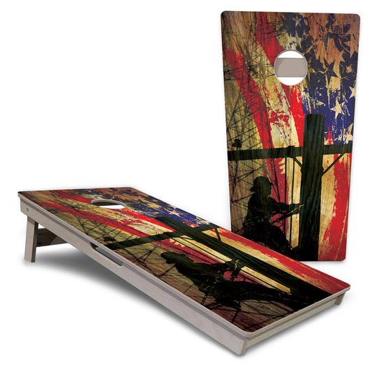 Faded Lineman Flag Pro All-Weather Cornhole Boards
