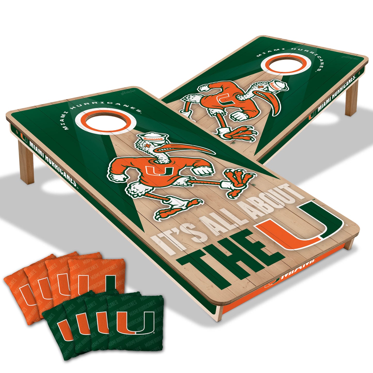 Miami Hurricanes NCAA 2x4 Cornhole Board Set