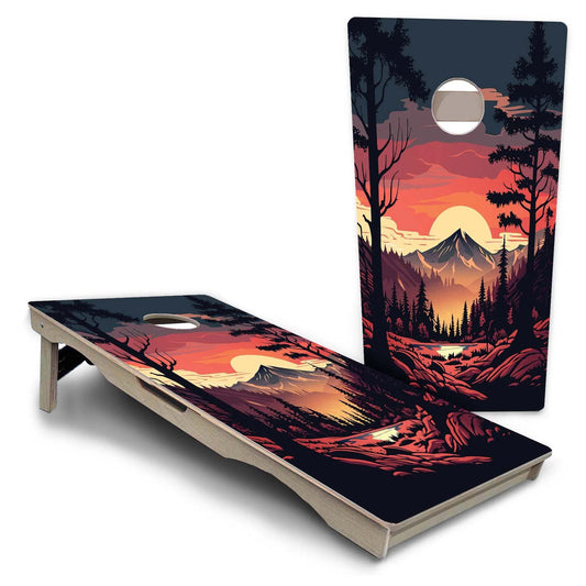 Mountain Sunset 1 Pro Solution Cornhole Boards