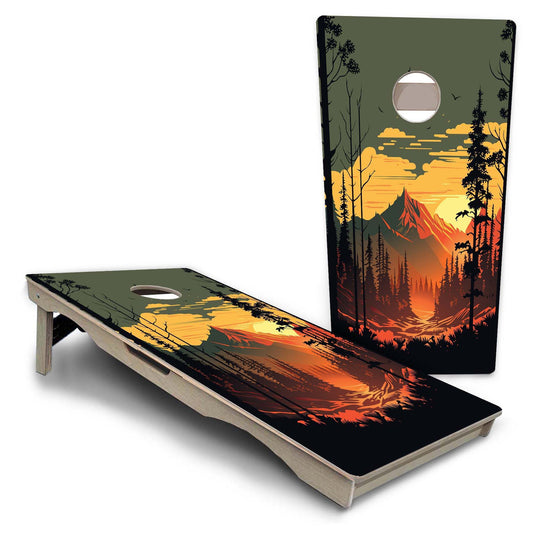 Mountain Sunset 2 Pro Solution Cornhole Boards