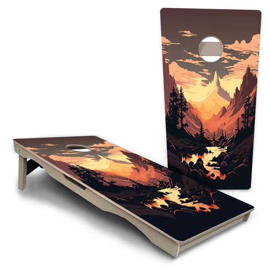 Mountain Sunset 3 Pro Solution Cornhole Boards