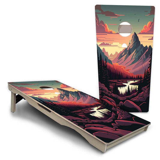 Mountain Sunset 4 Pro Solution Cornhole Boards