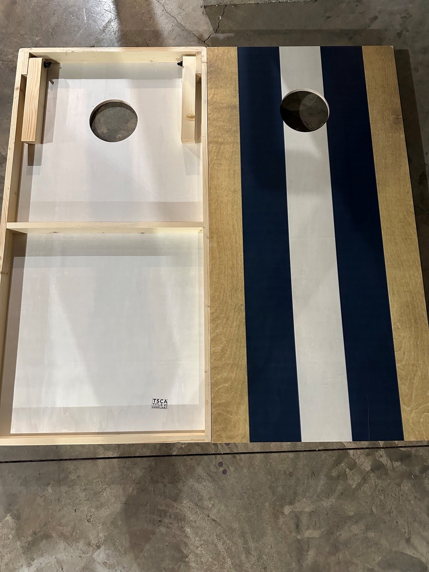 Scratch & Dent - Navy Striped Cornhole Boards