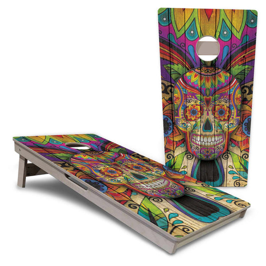 Colorful Sugar Skull Pro All-Weather Cornhole Boards