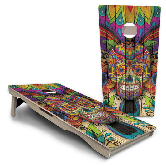 Colorful Sugar Skull Pro Solution Cornhole Boards