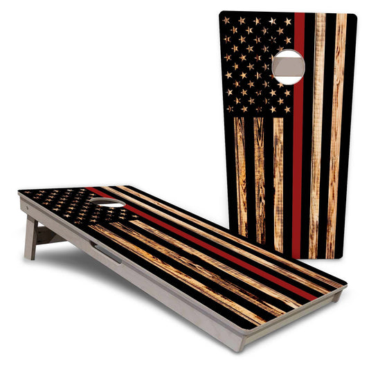 Charred Red Line Pro Cornhole Boards
