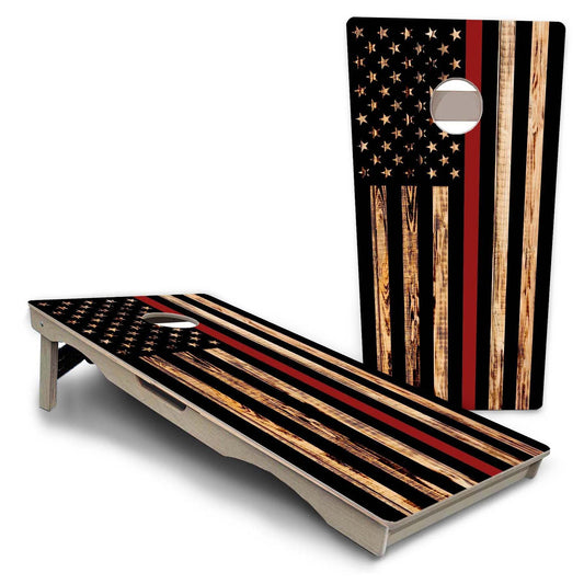Charred Red Line Pro Solution Cornhole Boards
