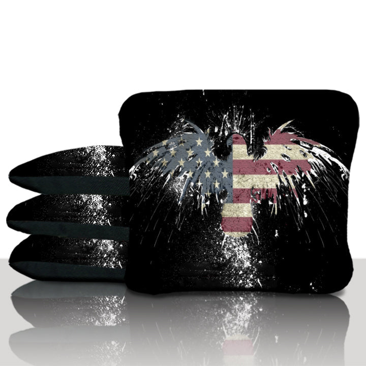 American Flag Rustic Eagle Stick & Slide Cornhole Bags