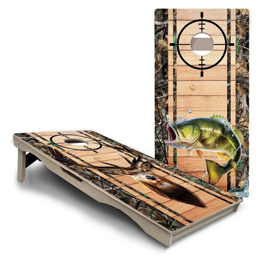 Scope Deer and Fish Plank Pro Solution Cornhole Boards