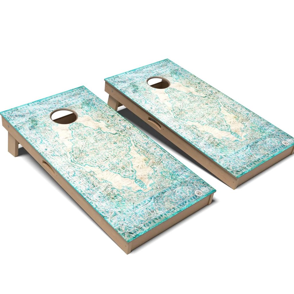Bohemian Blue Ivy Cornhole Board Set