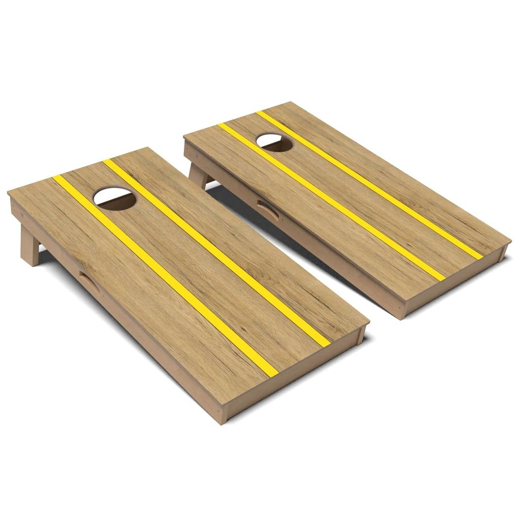Canary Yellow Pinstripes Cornhole Board Set