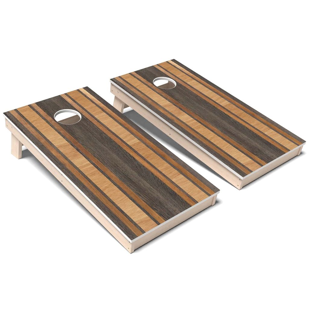 Dark Walnut Stripe All-Weather Cornhole 
