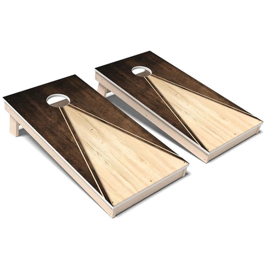 Faded Dark Stain Wood Triangle All-Weather Cornhole 