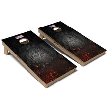 Metal Skull Helmet Cornhole Board Set
