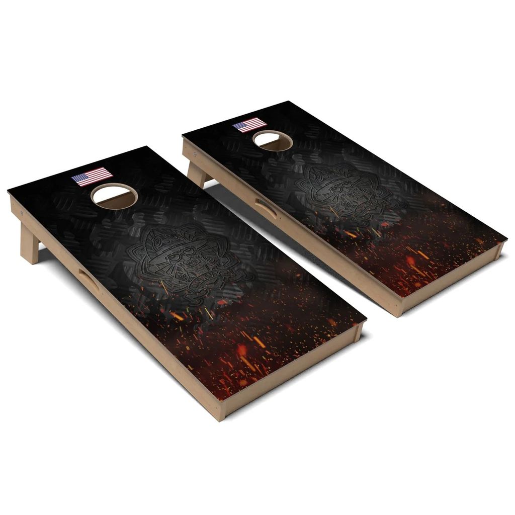 Metal Skull Navy Cornhole Board Set