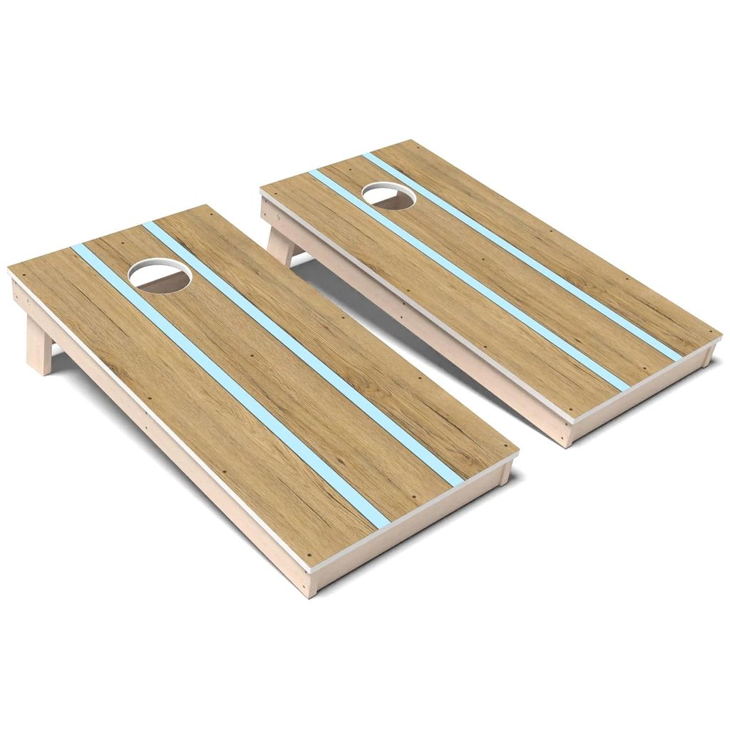 Powder Blue Pinstripes All-Weather Cornhole 