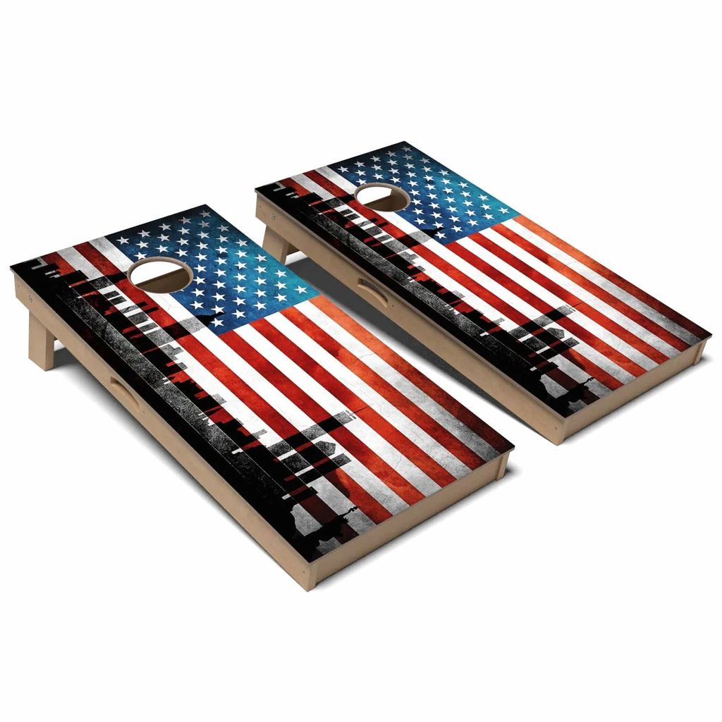 Skyline American Flag Cornhole Board Set