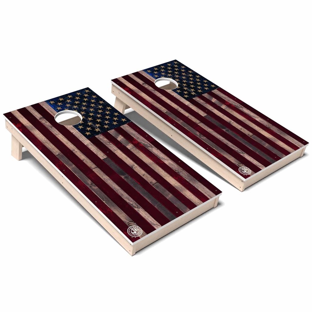 American Flag Rustic Weatherproof Cornhole Boards
