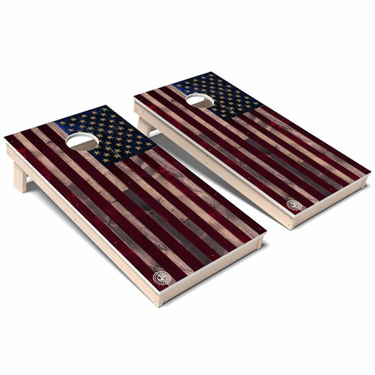 American Flag Rustic Weatherproof Cornhole Boards